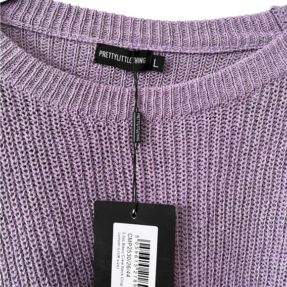 PrettyLittleThing Basic Crew Neck Crop Jumper Sweatshirt Large or Medium NWT - Picture 2 of 6